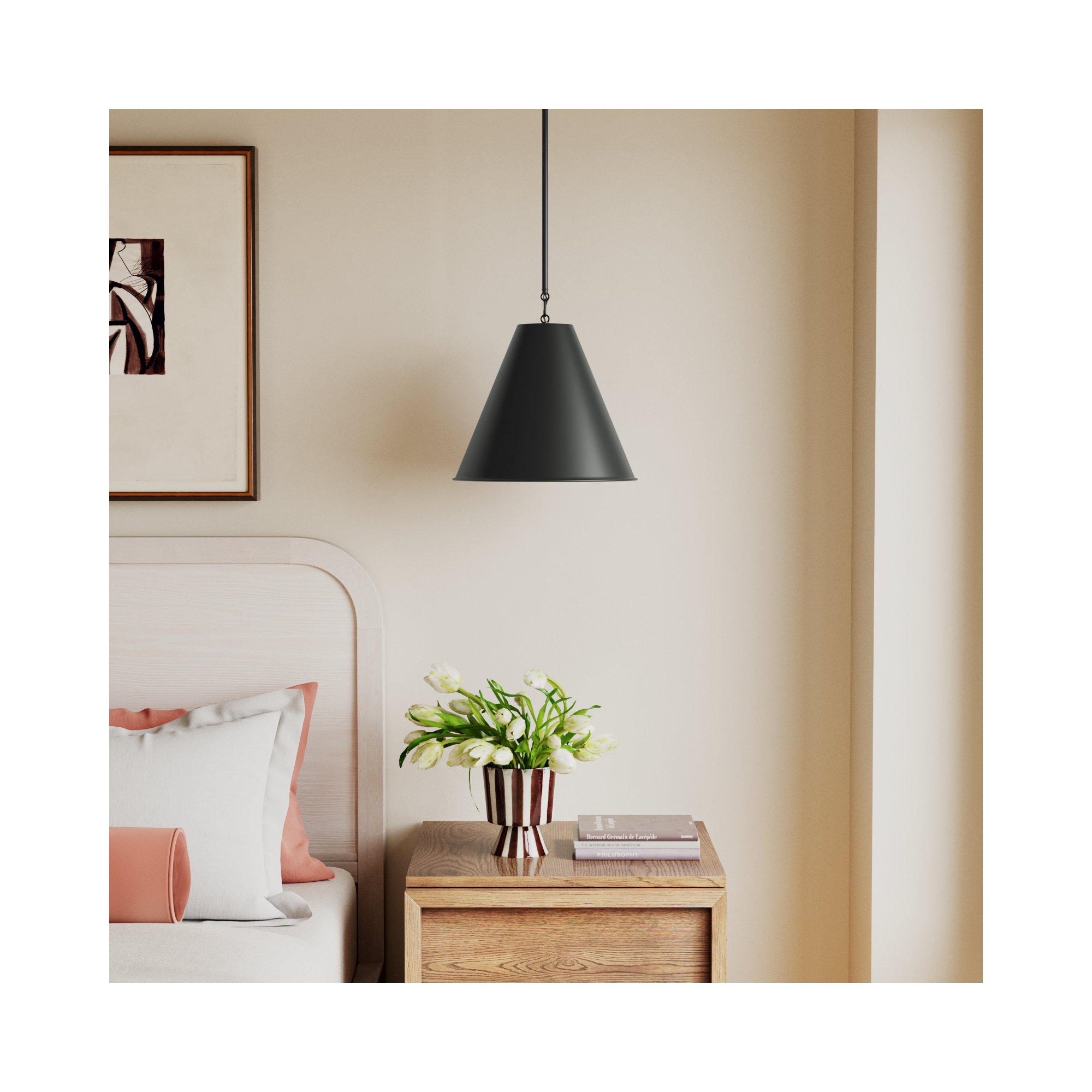 Camariae Single Light Metal Steel Dimmable Pendant, Midnight Black, Midnight Black
