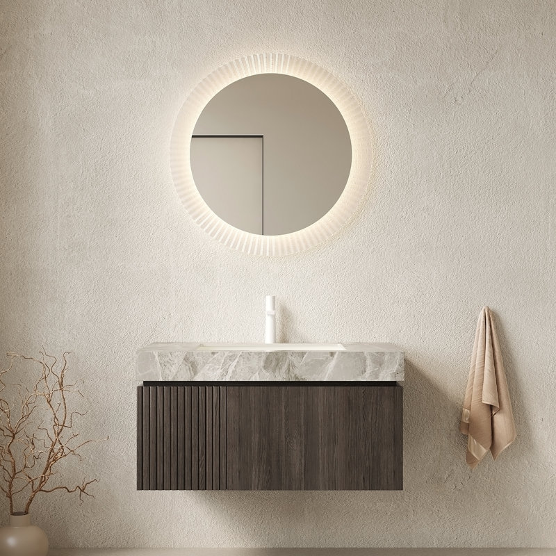 Meuble-lavabo de salle de bain 36 po MURI, Espresso, L 36 po, Gris clair