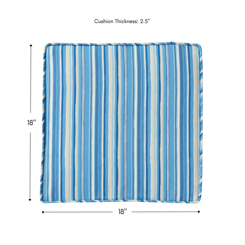 Outdoor Dining Chair Seat Pad, Sapphire Striped