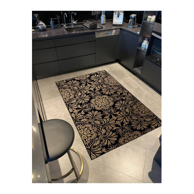 Tapis lavable à motif géométrique floral