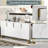 Modern Sideboard Cabinet with 4 Doors, Adjustable Shelves, Metal Handles & Legs for Kitchen Storage (White)-118439806