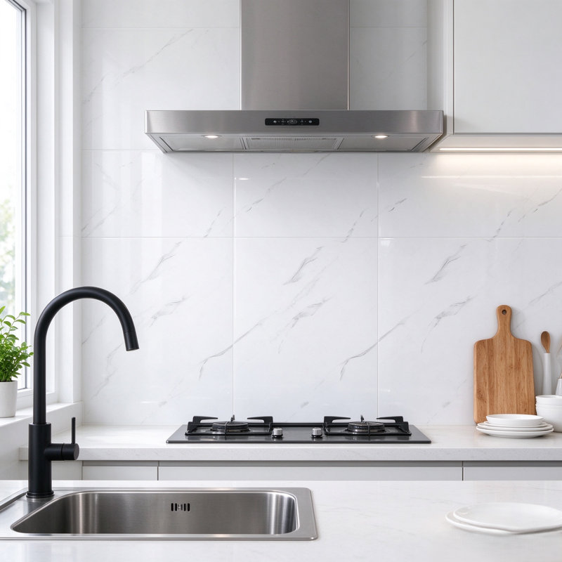 White Marble PVC Self-Adhesive Wall Tiles