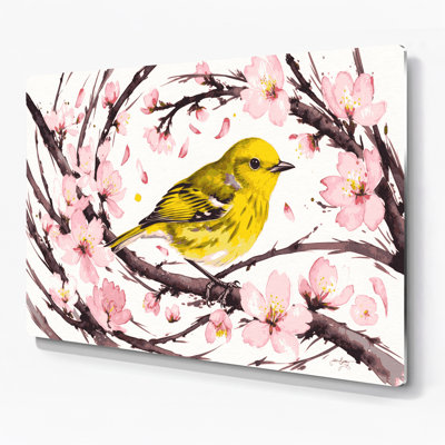 Birds Yellow Warbler White Metal Wall Art
