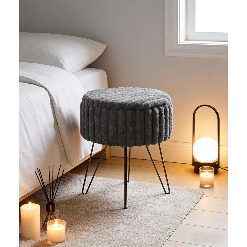 Polyester Accent Stool, CHARCOAL