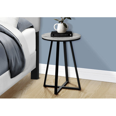 Table d'appoint, côté, rond, bout, table de chevet, lampe, salon, chambre à coucher, stratifié, métal noir, contemporain, moderne
