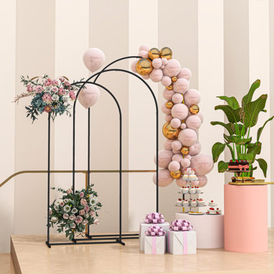 Ensemble de 3 supports d'arche pour décor de mariage, structure stable de 2,13 m, 1,98 m et 1,83 m, montage facile, support métallique pour décor de mariage, anniversaire, fête et cérémonie