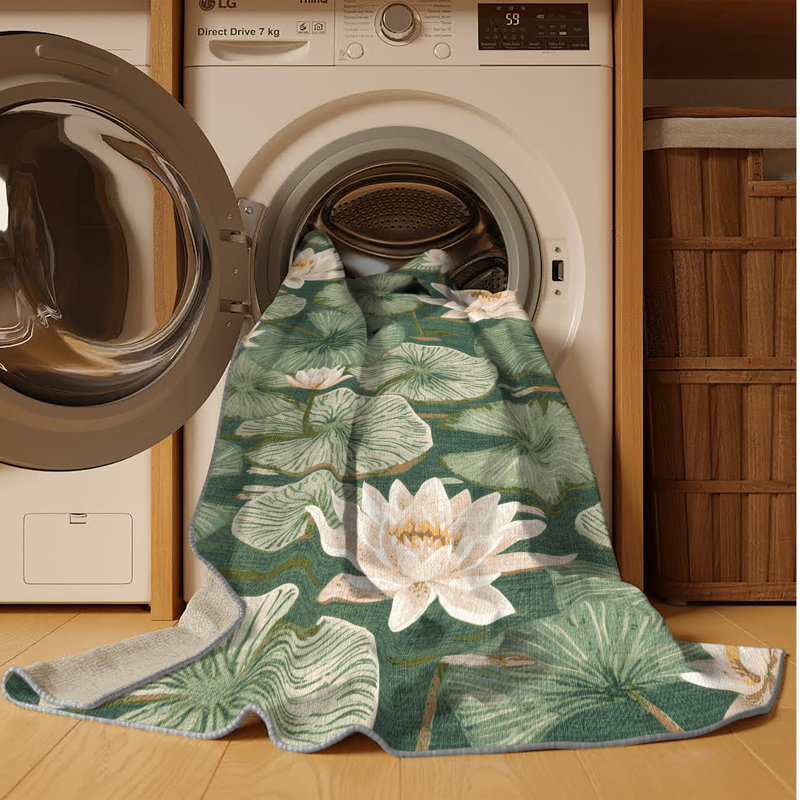 Tapis botanique brun lavable à la machine, Rectangulaire 3 pi x 5 pi