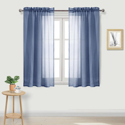 Rideaux transparents blancs à 2 panneaux, habillages de fenêtre de couleur unie avec passe-tringle, rideaux transparents en voile avec lumière pour la chambre à coucher / salon