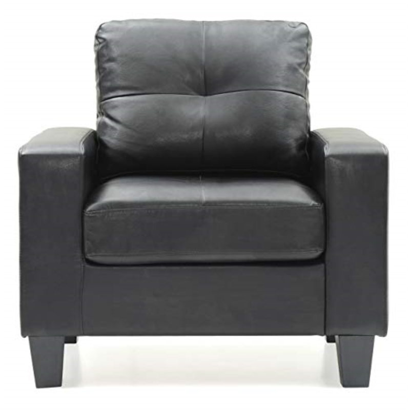 Mucci W Polyester Armchair, Modern Club Chair, Black Faux Leather