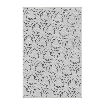 Tapis blanc/noir à motifs