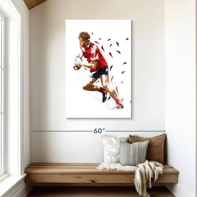Geometric Rugby Player, 45" H x 30" W