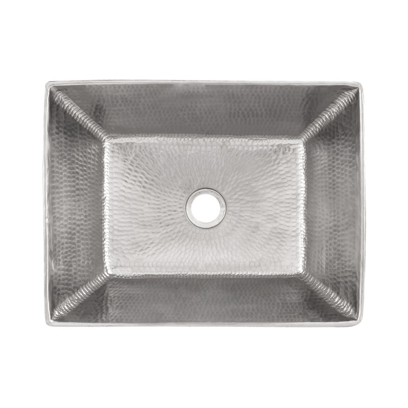17" Rectangle Wired Rim Vessel Hammered Copper Sink in Nickel