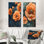 Pivoines oranges sur pierre géode sauvage I - décoration murale en métal florale 2 pièces - imprimée sur métal