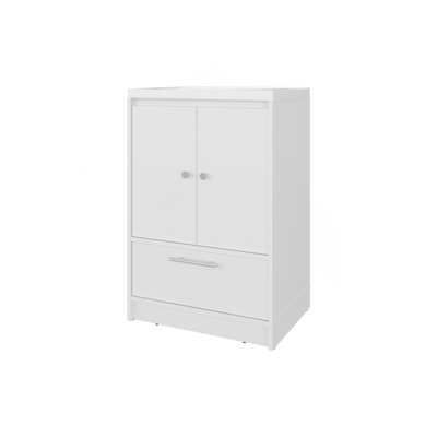 Meuble-lavabo autoportant avec lavabo, deux portes et tiroir inférieur Sinclair, blanc
