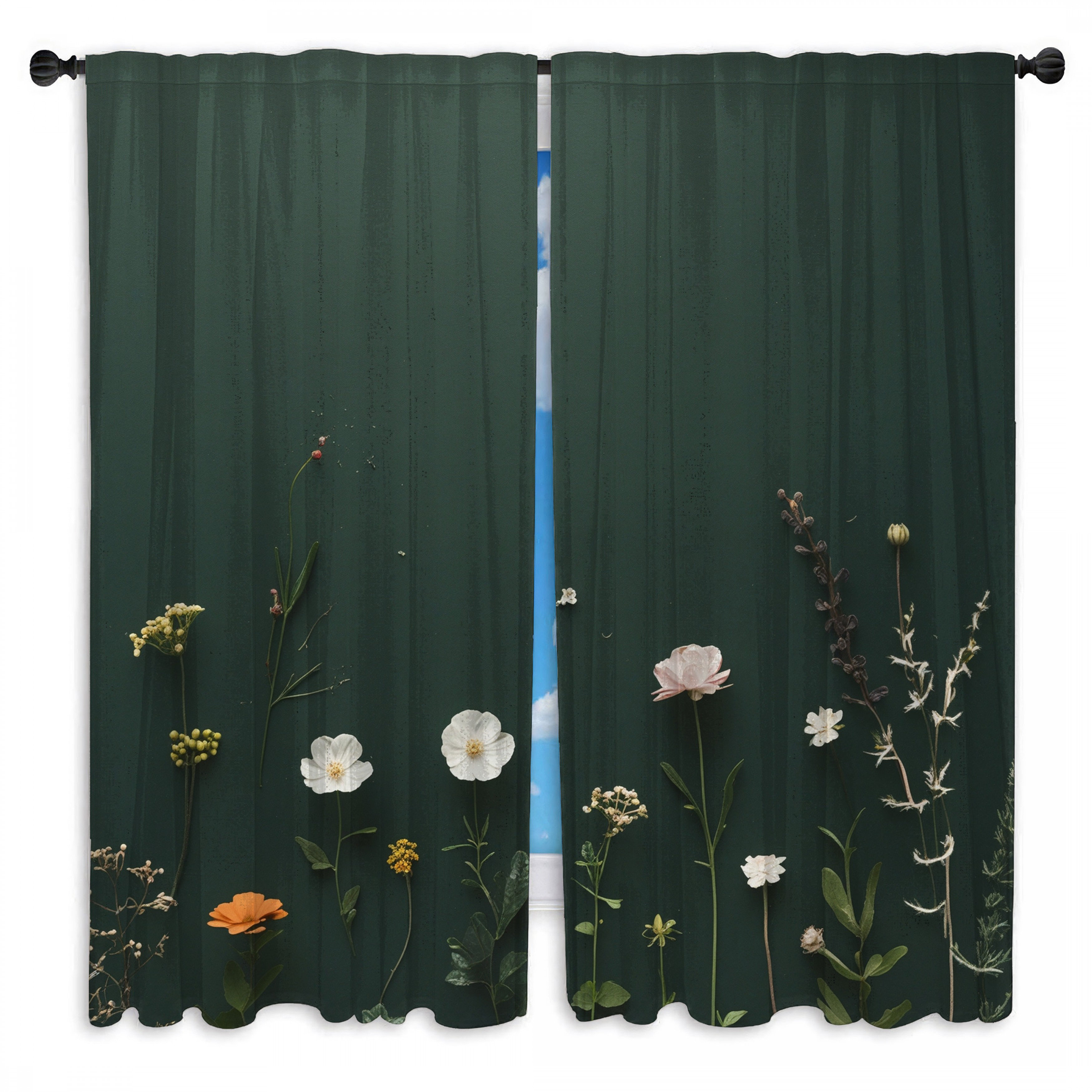 East Urban Home Assorted Wildflowers Arrangement Window Curtains ...
