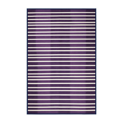 Machine Washable Horizontal Stripes Purple Area Rug