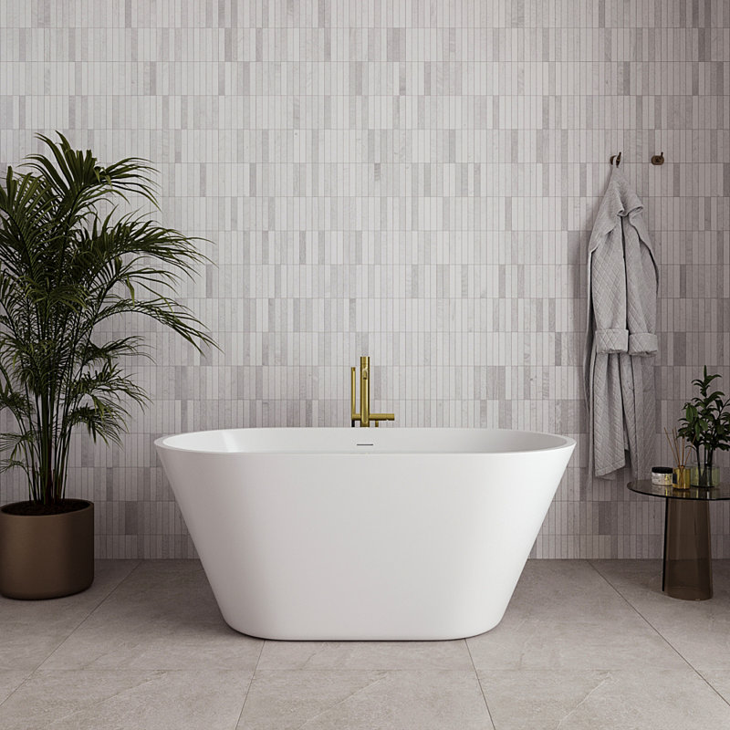 Baignoire autoportante 54 "avec drain interne Streamline, Or poli