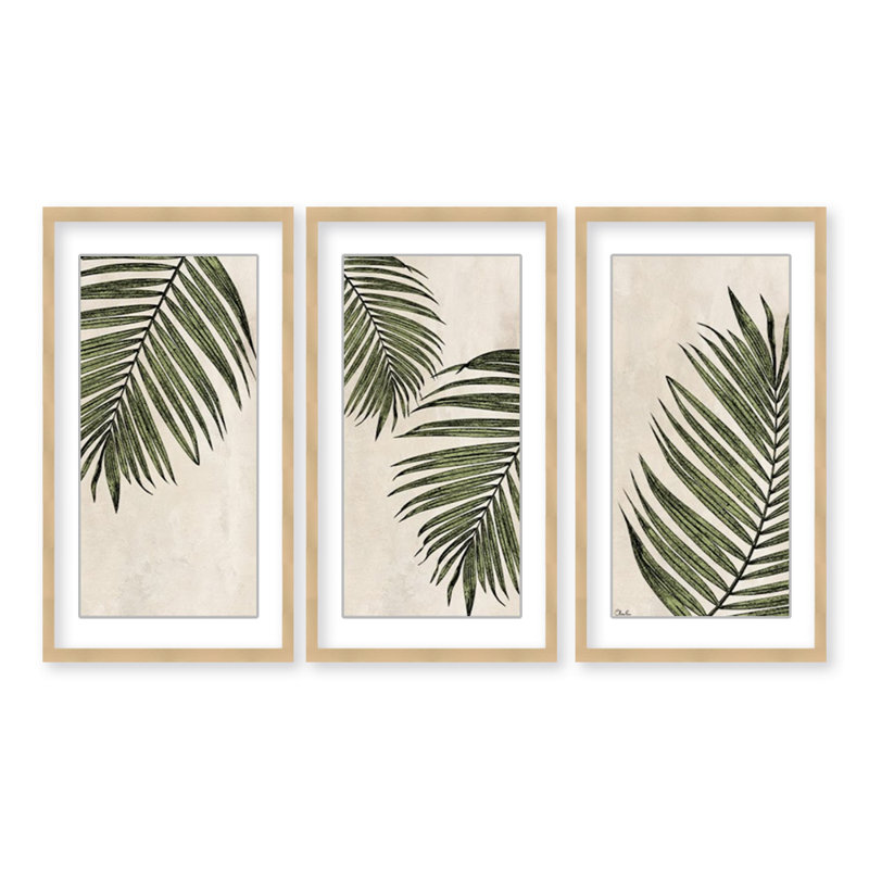 Poetic Flora Set I par Olivia Rose - Ensemble de 3 reproductions sur toile, H 40 po x l 60 po, Naturel