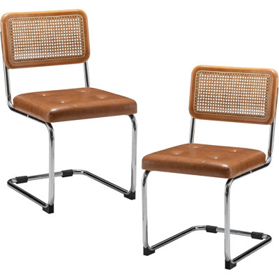 Gennelle 18'' H Tufted Faux Leather Upholstered Side Chair