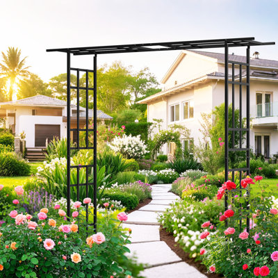 Metal Garden Arch Outdoor Climbing Plants Support Rose Arch Wedding Flower Arch