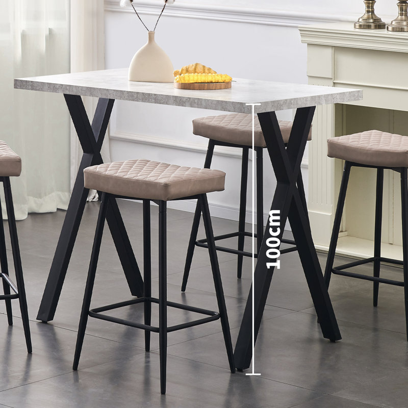 Upholstered  70cm Height Counter Stool, Beige Faux Leather