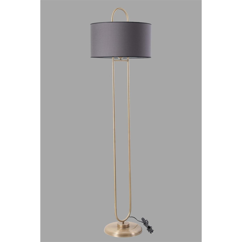 Lampe sur pied élégante Luro, gris foncé, hauteur 67 po | Fabrication 100% métal, diamètre de l'abat-jour: 17,7 po, hauteur de l'abat-jour: 9,4 po | Douille E27, 60 W maximum, revêtement à culbutage | Parfait pour le salon, la chambre à coucher et