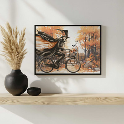 «Halloween Skeleton Bicycle» par Nicole DeCamp, reproduction d'art