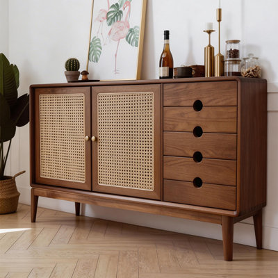 Table de buffet ronde en rotin de style chinois New