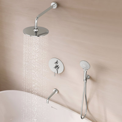 Tub and Shower System with 9" Rainfall Shower Head, 3-Setting Handheld Shower and Tub Spout