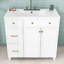 Meuble-lavabo en bois avec lavabo en céramique, tablette de rangement et tiroirs