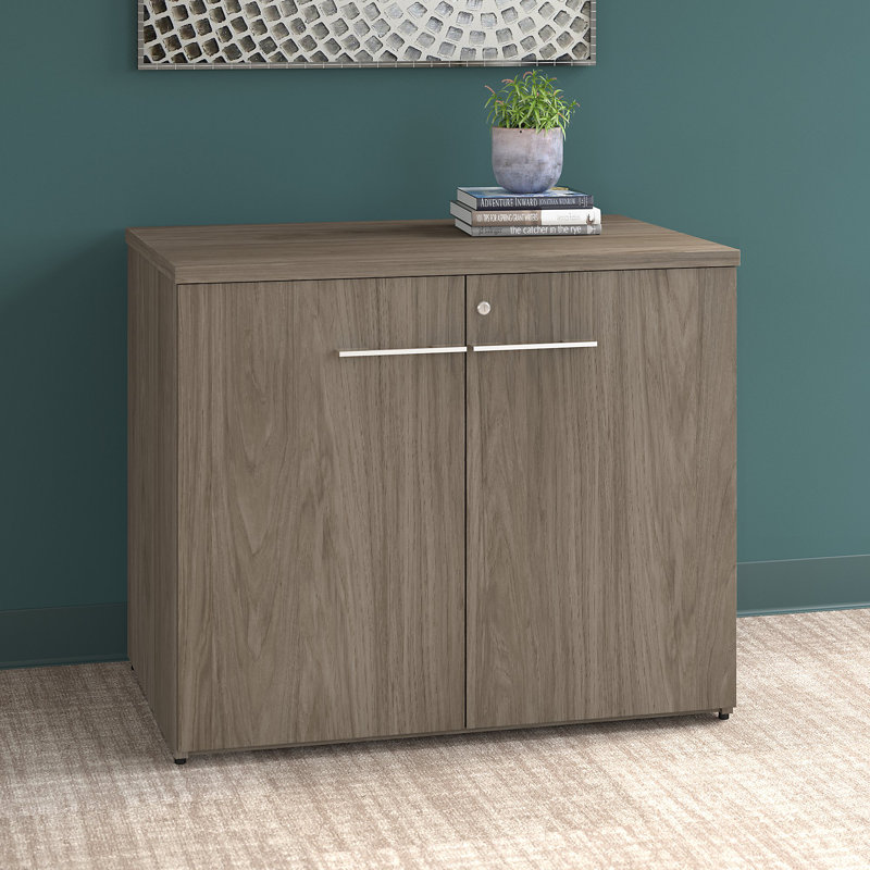 Office 500 36'' Wide 2 - Shelf Storage Cabinet, Modern Hickory