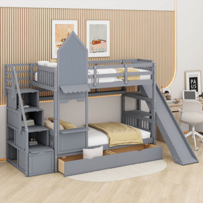 Jezeniah Kids Twin Over Twin Bunk Bed