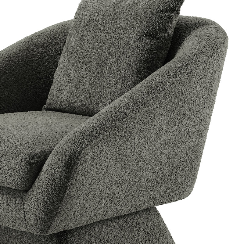 Arafaat 80Cm Wide Swivel Barrel Chair, Grey Wool