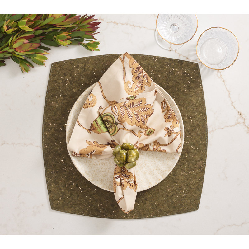 Paisley Vine Napkin, Beige/Green