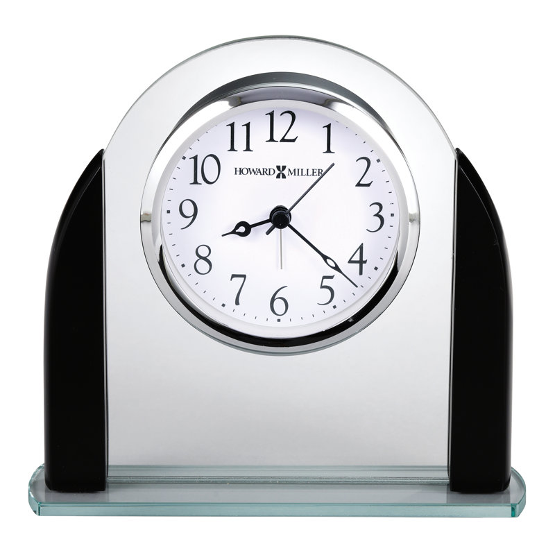 Aden Modern & Contemporary Analog Acrylic Quartz Movement / Crystal Tabletop Clock with Alarm in Silver