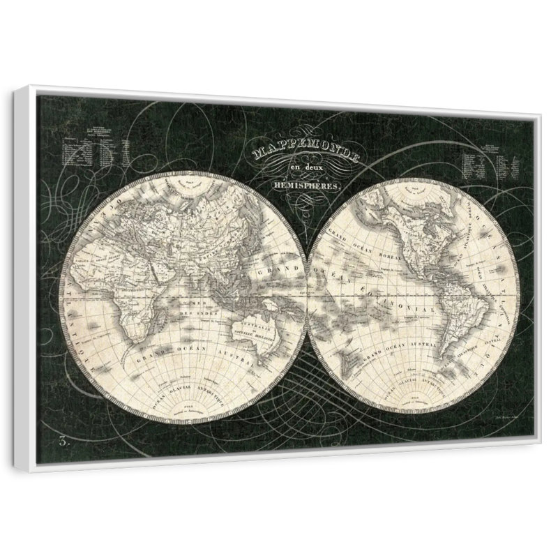 Monde français Licata noir et blanc, Cadre flottant blanc, 31 po x 21 po