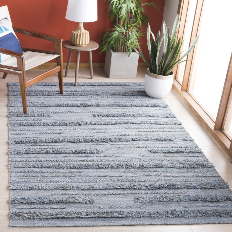 Hartzler Handmade Flatweave GREY / BLUE Area Rug, Rectangle 8' x 10'