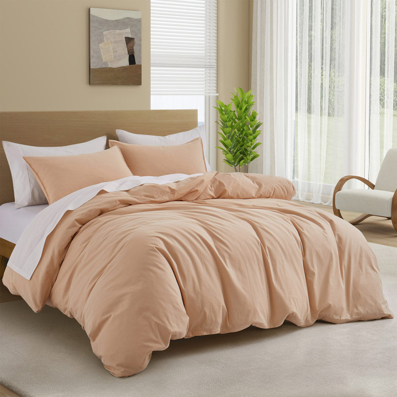 Ensemble de housse de couette en coton, Rose, Housse de couette très grand et 2 taies d'oreille