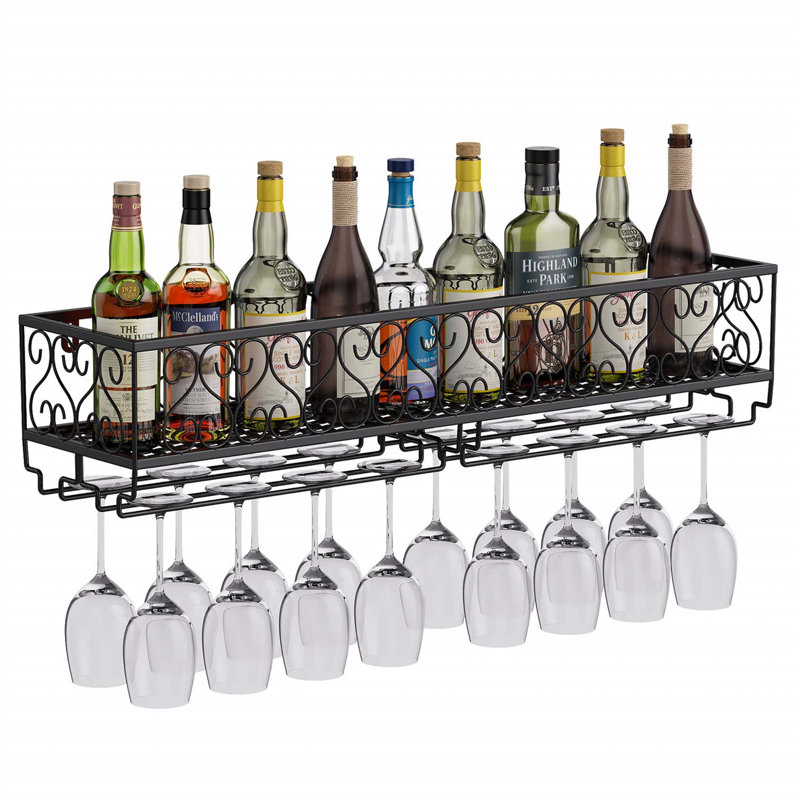 Destinnie Wine Bottle & Glass Rack Black
