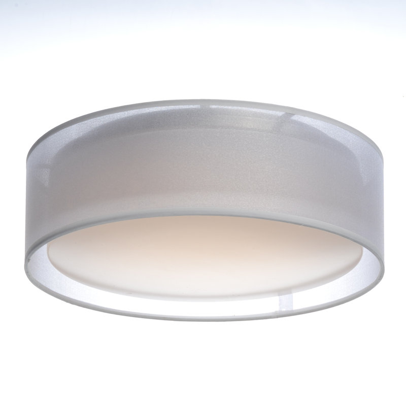 Jessalyn LED Flush Mount, 5.5" H x 16" W x 16" D, White Organza