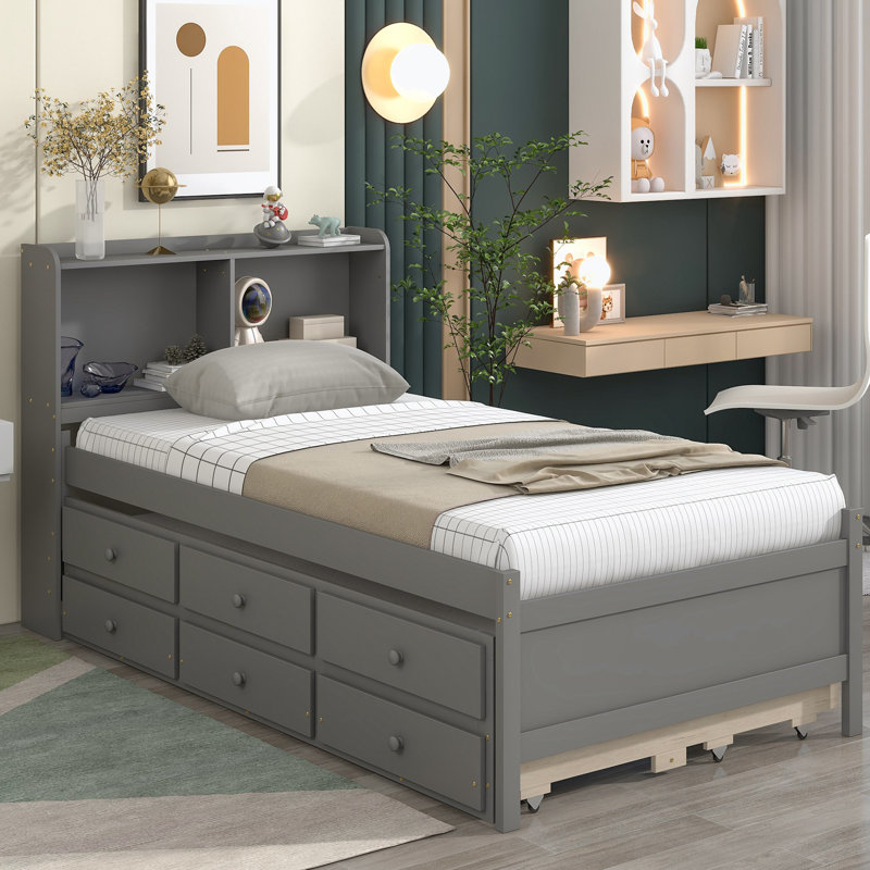 Twin Storage Panel Bed Frame With Headboard