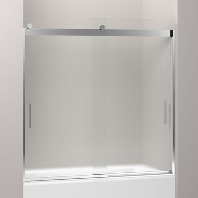 Levity Collection K-706002-D3-SH 60"" CleanCoat Frameless Sliding Bath Door with 0.25"" Thick Frosted Glass and Vertical Blade Handles in Bright -  Kohler, K706002D3SH
