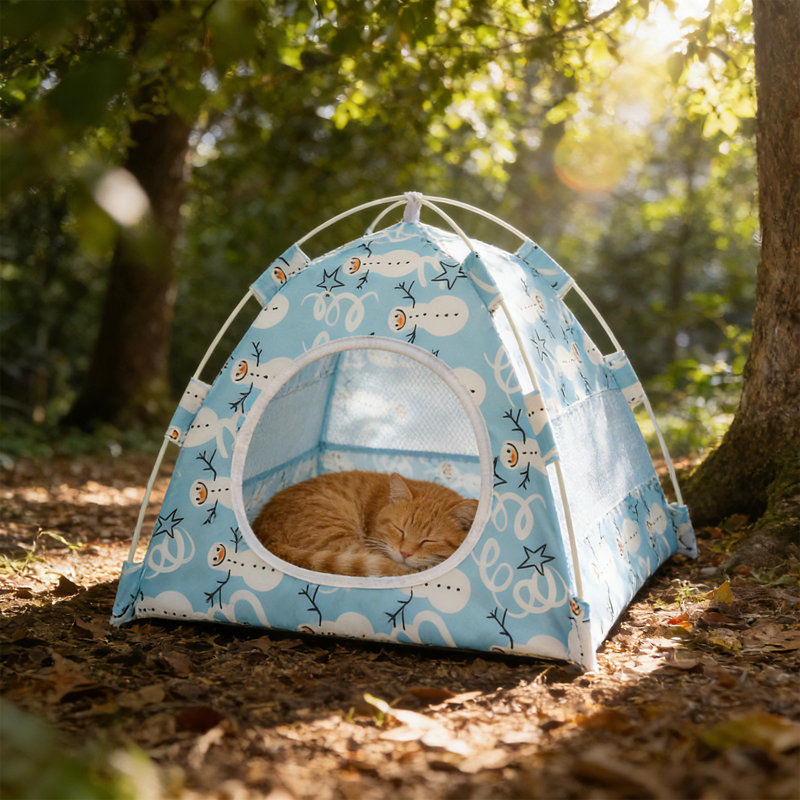 Tente pour animaux 4 saisons portable, 18,9 x 18,9 x 19,29 pouces, bleu, BUL