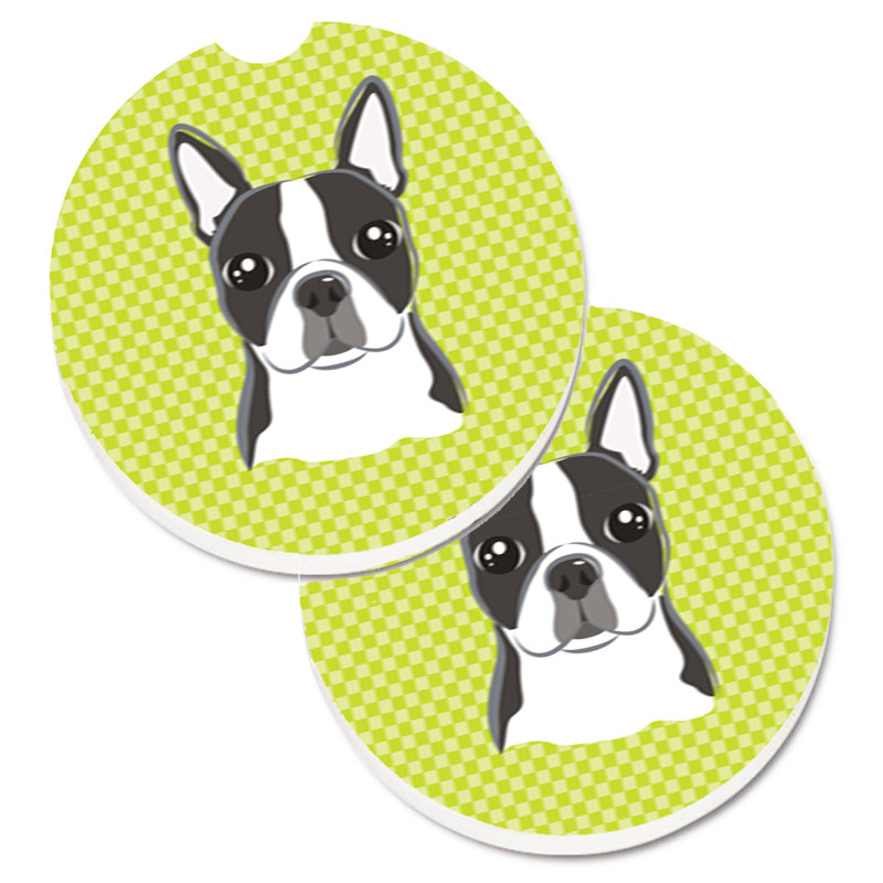 Sous-verre Retriever, Vert lime, Boston Terrier gris