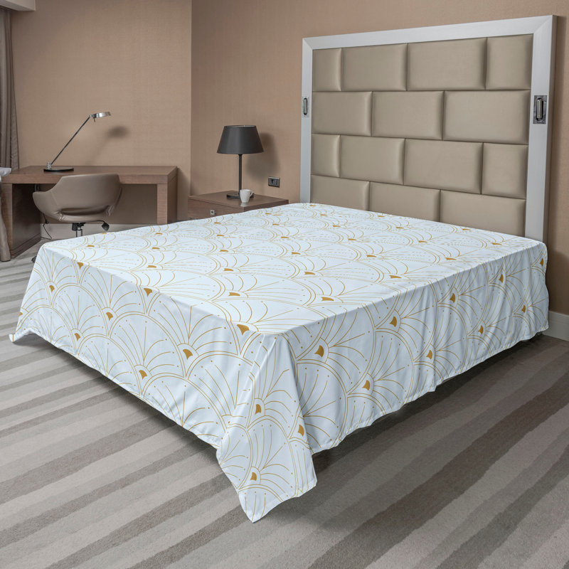 Polyester Floral Flat Sheet, California King Flat Sheet, Pale Blue/Sand Brown