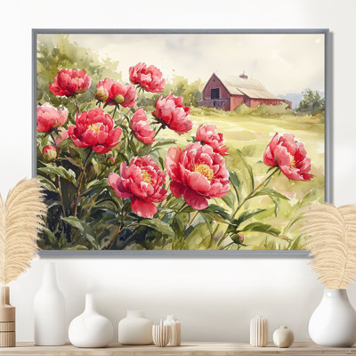 Doroteso pivoines dans la brise de basse-cour IV - pivoines, art mural