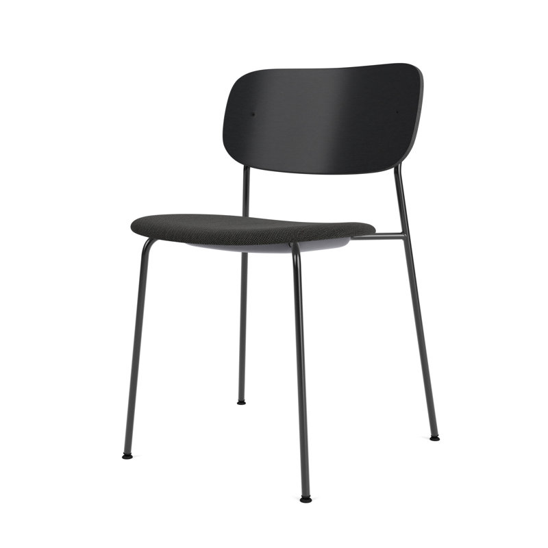 Co Upholstered Dining Chair, Dark Stained Oak, Bouclé 02 Acrylic, Black