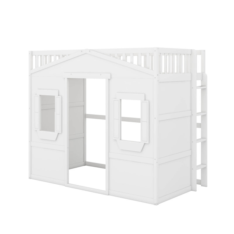 Lit mezzanine simple avec échelle, Blanc
