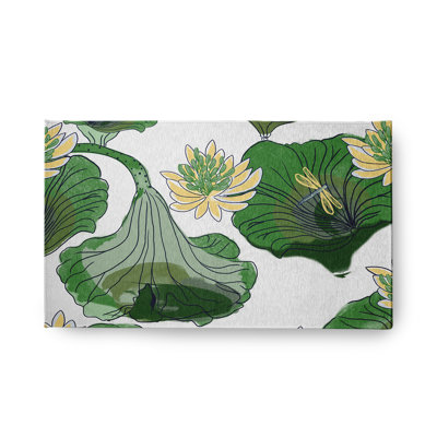 Tapis intérieur / extérieur floral / blanc en chenille tissé à la machine
