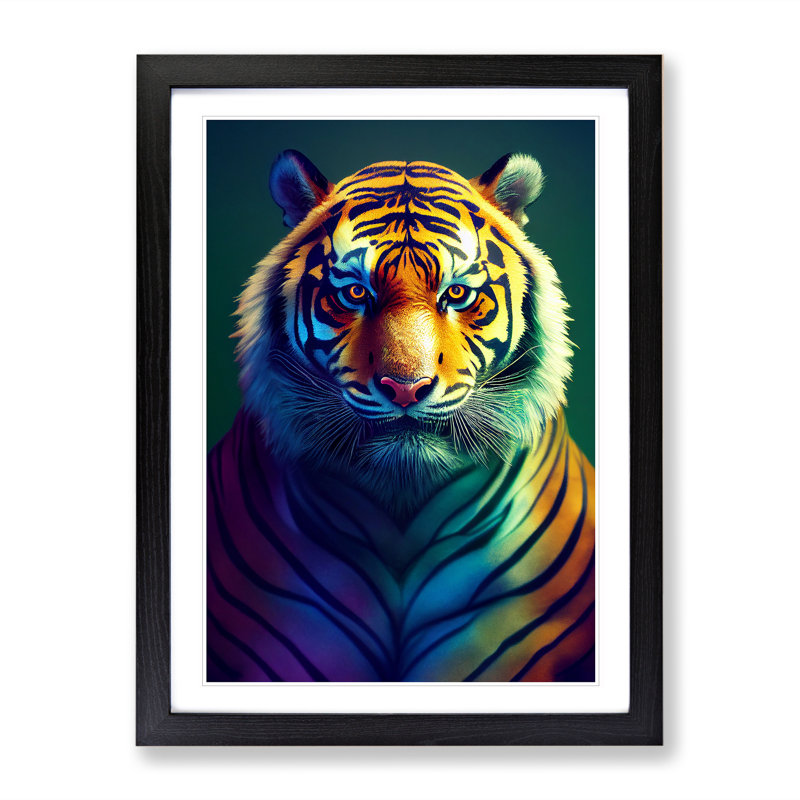 Tiger in Technicolour - Framed Print, Black Framed, 64cm H x 46cm W x 2cm D